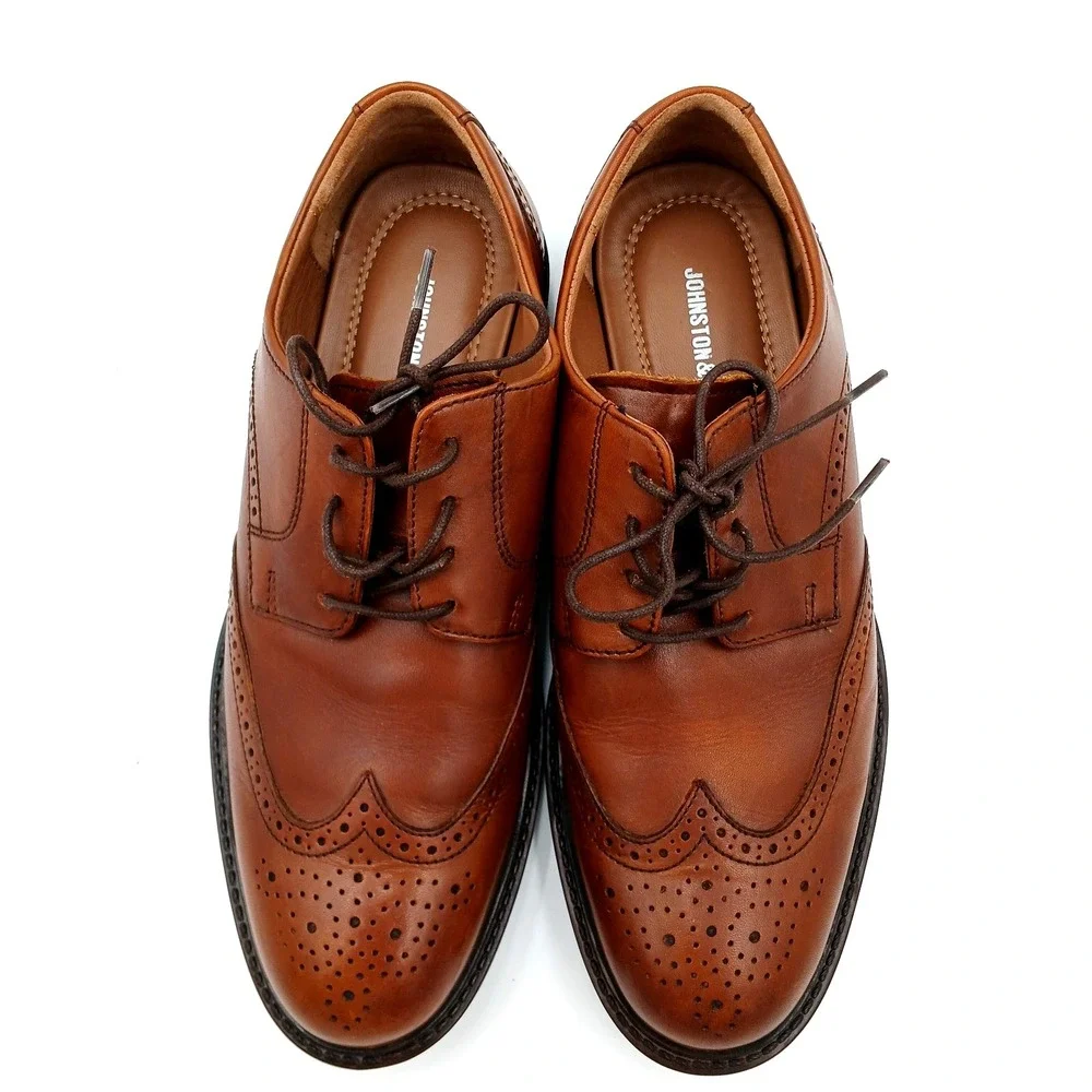Johnston & Murphy‎ Men's Brown Leather Wingtip Oxford Dress Shoes Size 8M